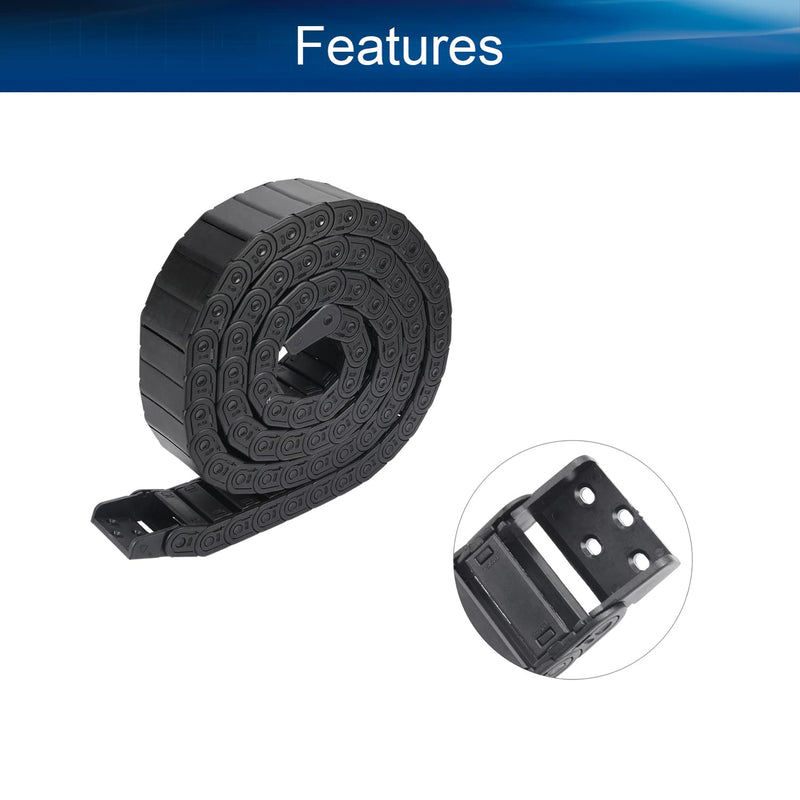 Heyiarbeit 15x40mm Plastic Cable Wire Carrier Drag Chain 1.5M R28 with End Connectors Open Type for Electrical Machines CNC Black 1Pcs