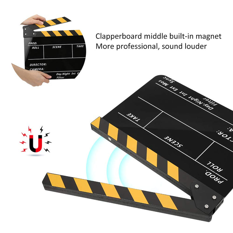 riuty Film Clapperboard 30x25CM Acrylic Movie Clapperboard Professional Director Action Clap Film Photography Tool Suitable for Role Playing Editing Video Production Movie Film Camera Photography(#1) #1