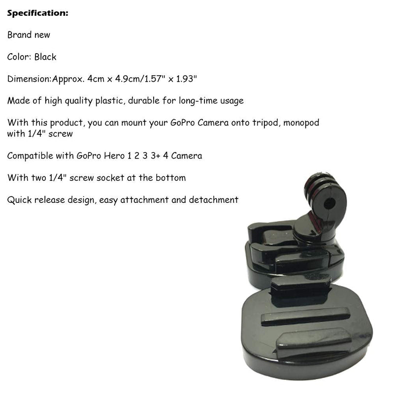 [AUSTRALIA] - Acxico 1Pcs Quick Release Tripod Mount Adapter Camera Fixed Connecter 1/4" Screw for GoPro Hero 5 4 3+ 3 Camera 