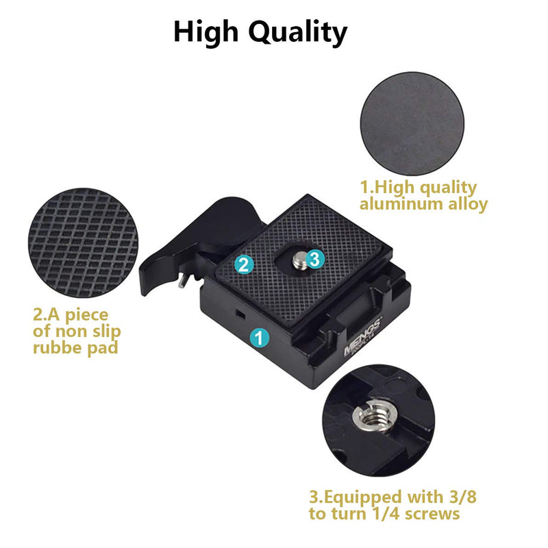 UTEBIT 323 RC2 Quick Release Plate Compatible for Manfrotto 200PL-14 QR Plates Adapter with Rapid Connect Clamp and 1/4'' to 3/8'' Screw for DSLR Camera Tripod Ball Head