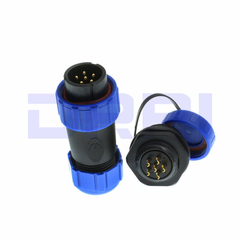 DRRI SP21 6pin Outdoor Waterproof Connector IP68 Plug & Socket Power Cable Panel Mount (6Pin)