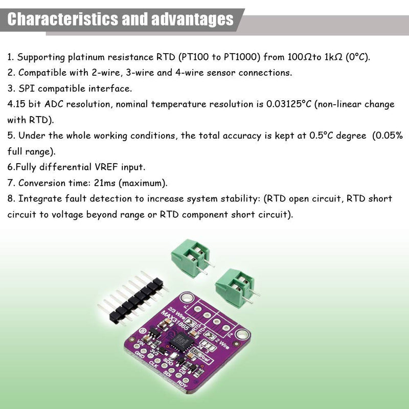 Comidox 1PCS MAX31865 PT100/PT1000 RTD Temperature Thermocouple Sensor Amplifier Board Temperature Detector Module for Arduino