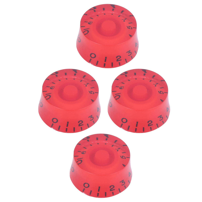 4Pcs Electric Guitar Knobs,Acrylic Bass Electric Guitar Volume Control Potentiometer Hat Guitar Accessories Multiple Colors Clear Prints(red-black) red-black