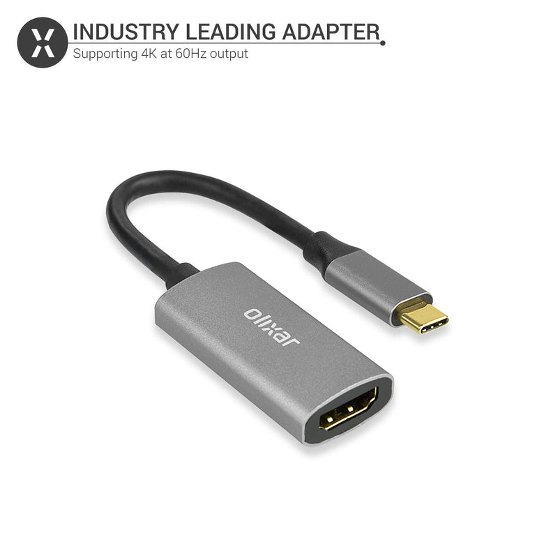 Olixar USB C to HDMI 4k 60Hz Adapter - Connect HDMI Cable to USB Type C Compatible Devices - Suitable for Smartphone, Laptop, MacBook 16/15 / 13 Pro etc. Display on TV, Monitor, Projectors etc