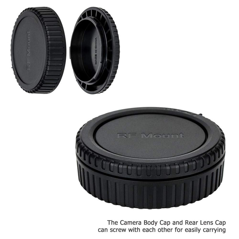 2 Pack RF Mount Body Cap Cover & Rear Lens Cap for Canon EOS R R5 R6 RP Full Frame Mirrorless Camera and RF Mount Mirrorless Lenses,with 2 Extra Hot Shoe Covers to Protector The Camera Hot Shoe For Canon EOS RF Mount