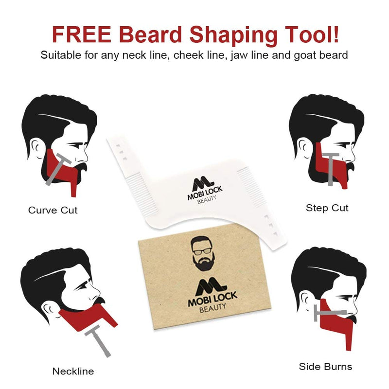 Best Beard Shaving Bib –The Smart Way to Shave – Beard Trimming Apron - Perfect Grooming Gift or Mens Birthday Gift – Includes Shaping Comb, Bag, and Grooming E-Book by Mobi Lock