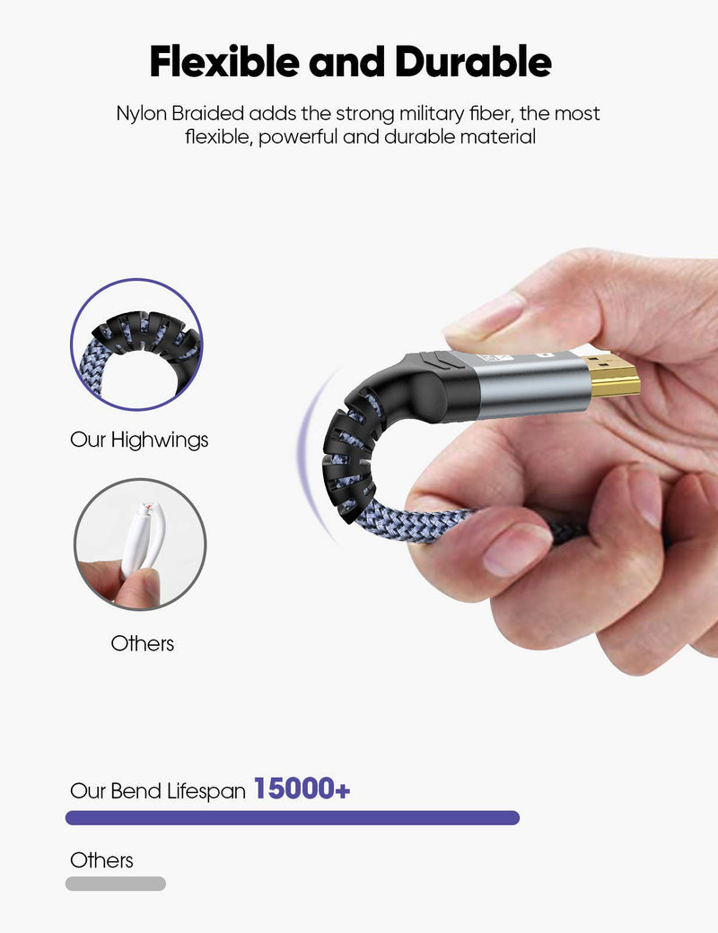 High Speed 4K HDMI Extension Cable 1FT, Highwings 18Gbps Short HDMI 2.0 Extender Cable Male to Female Adapter Braided Nylon Support 3D, 1080P, 2160P for Roku/Fire TV Stick, Google Chromecast 1feet