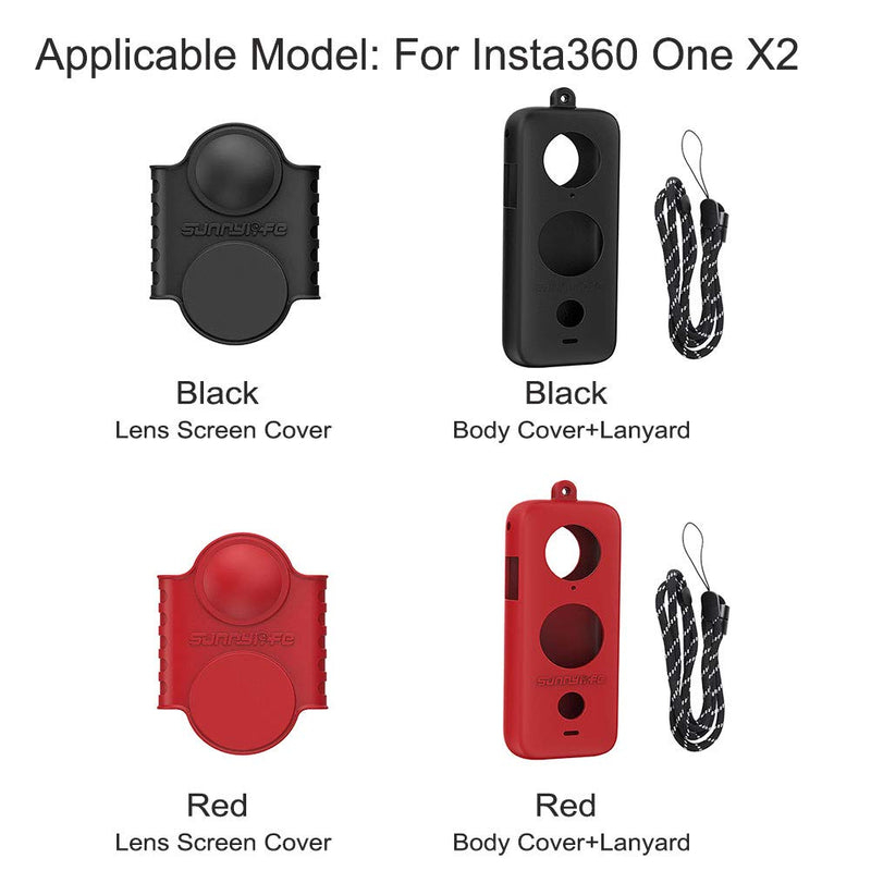 CALIDAKA Silicone Protective Cover Compatible for Insta360-One X2 Action Camera Lens Case Fisheye Lens Protector Cover Gel Cap Accessories Black A=lens Screen Cover