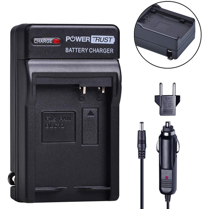 PowerTrust 2X DMW-BLC12 DMW-BLC12E DMW-BLC12PP Battery + Charger Kits for Panasonic Lumix DMC-FZ200, DMC-FZ1000, DMC-G5, DMC-G6, DMC-G7, DMC-GX8, DMC-G85, DMC-GH2 Digital Camera