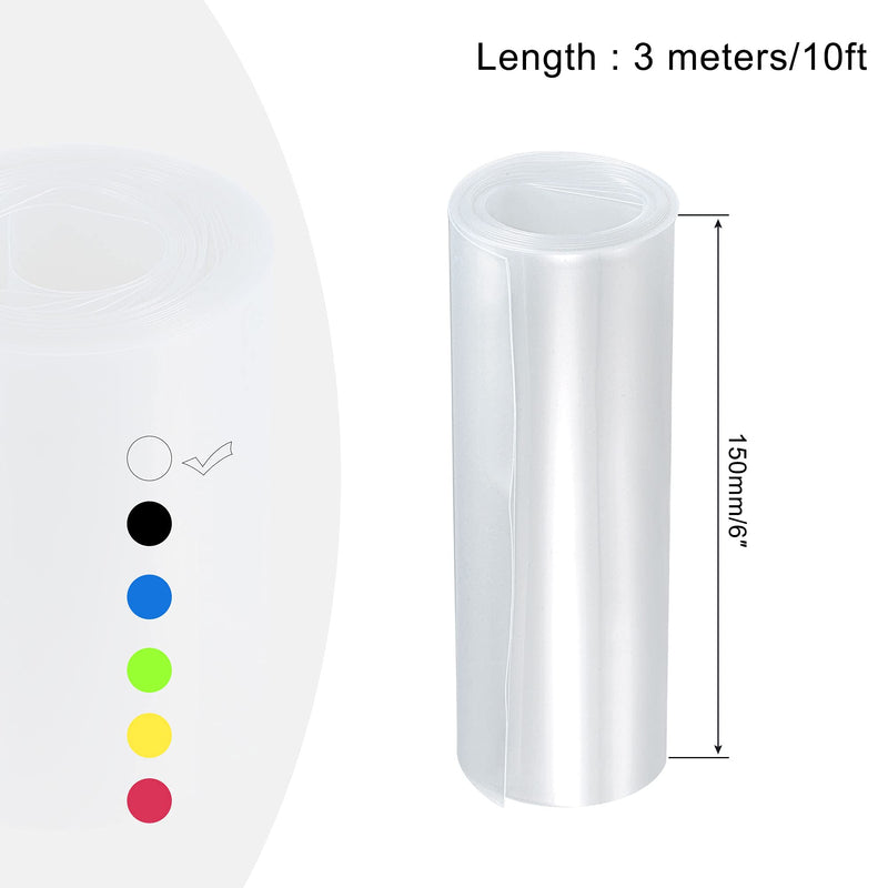 MECCANIXITY Battery Wrap PVC Heat Shrink Tubing 150mm Flat 10 Feet Clear Good Insulation for Battery Pack