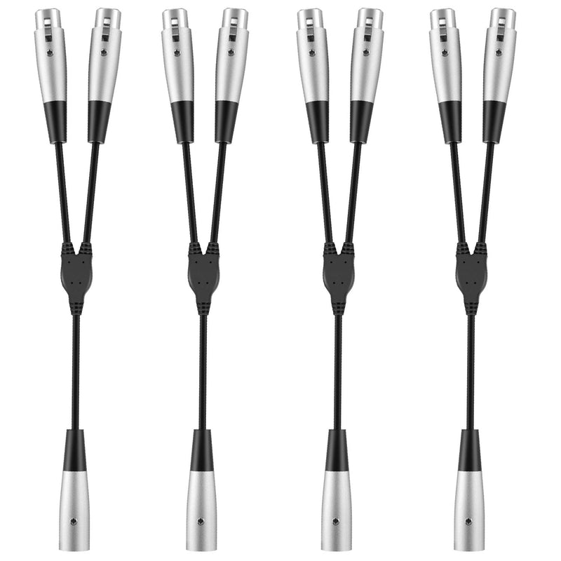 [AUSTRALIA] - Moukey 6 Inch XLR Cable, 3 Pin Dual Female to Male Y Splitter Cord, Balanced XLR Microphone Cable, 4 Pack 