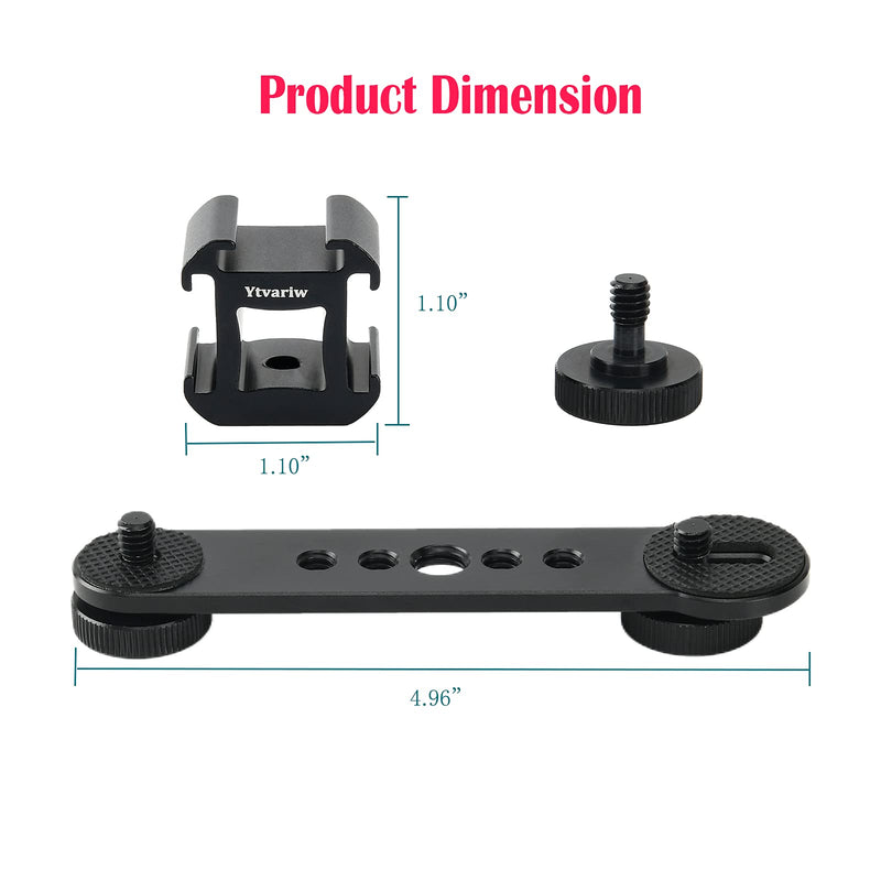 Triple Cold Shoe Extension Bar,Microphone Mount Extension Bar Bracket ,with 1/4 3/8 Adapter Compatible for Monopod Tripod DSLR Phone Stabilizer，Zhiyun Smooth 4，GoPro