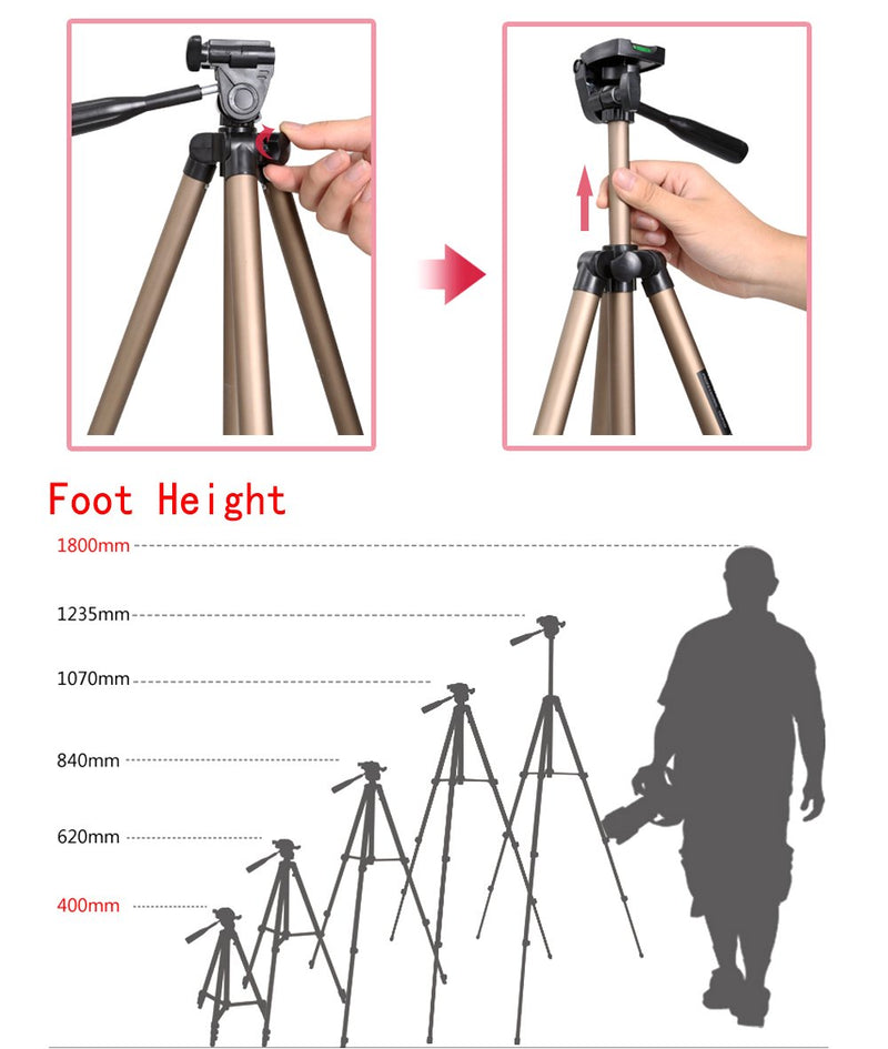 50 Inch Lightweight Aluminum Tripod with bag for Canon/ Nikon/Sony Camera and DLSR Camera, Mobile Projector, Action and Live Even Camera