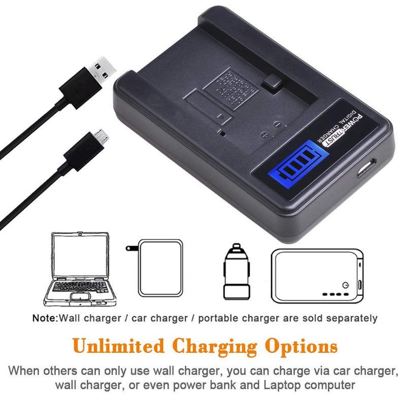 PowerTrust (2-Pack) NP-FH50 FH50 Battery + LCD USB Charger for Sony NP-FH40 NP-FH30 NP-FP50 NP-FP51 and Sony A230 A290 A330 A380 A390 DSC-HX1 HX100 HX200 HDR-TG1E TG3 TG5 TG7 Camera