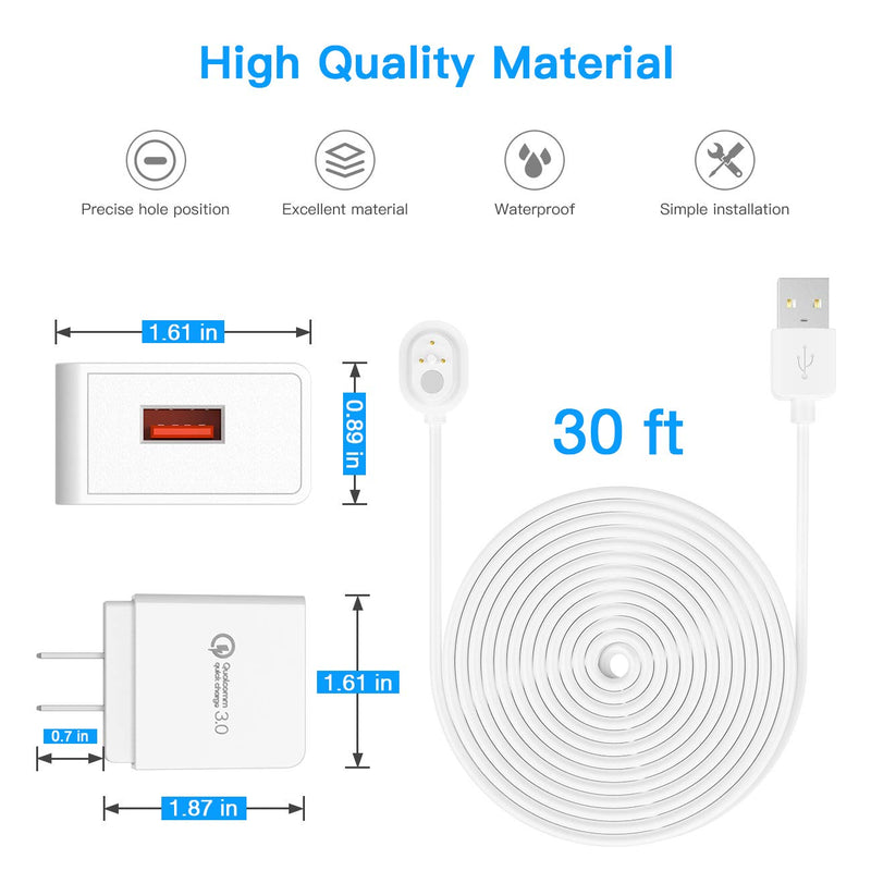 Koroao 30ft/9m Charging Cbale for Arlo Pro 3/Arlo Ultra, Power Adapter Supply for Continuous Faster Charging, Good Guality and Long-Term Use (1PACK) 1PACK