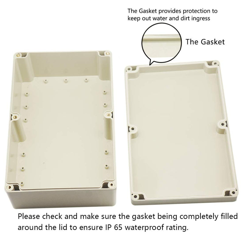 Zulkit Junction Box ABS Plastic Dustproof Waterproof IP65 Universal Electrical Boxes Project Enclosure Gray 9.1"x 5.9" x 3.4"(230 x 150 x 87 mm) 9.1"x 5.9" x 3.4"