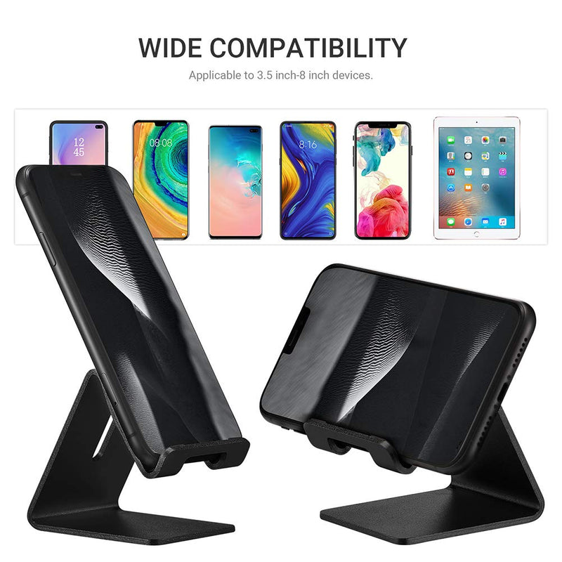 Desk Cell Phone Stand Holder - ToBeoneer Aluminum Desktop Solid Universal Desk Stand for All Mobile Smart Phone Tablet Huawei iPhone X 8 7 6 Plus 5 Ipad 3 4 Ipad Mini Samsung Home Office Decor (Black) Black