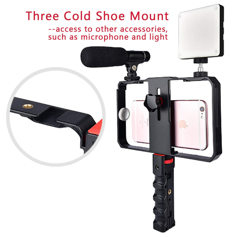 MULIOCEAN Smartphone Video Rig, Filmmaking Case, Phone Video Stabilizer Mount Stand Holder with Cold Shoe Adjustable Clamp for Videomaker Film-Maker Video-grapher Compatible with Cell Phone