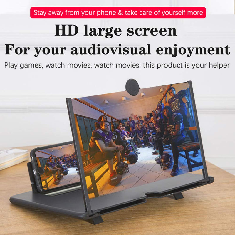 12 inch 3D Phone Screen Magnifier, Folding Design HD Magnifying Holder Stand for Movies, Videos, and Gaming- Anti-Reflective