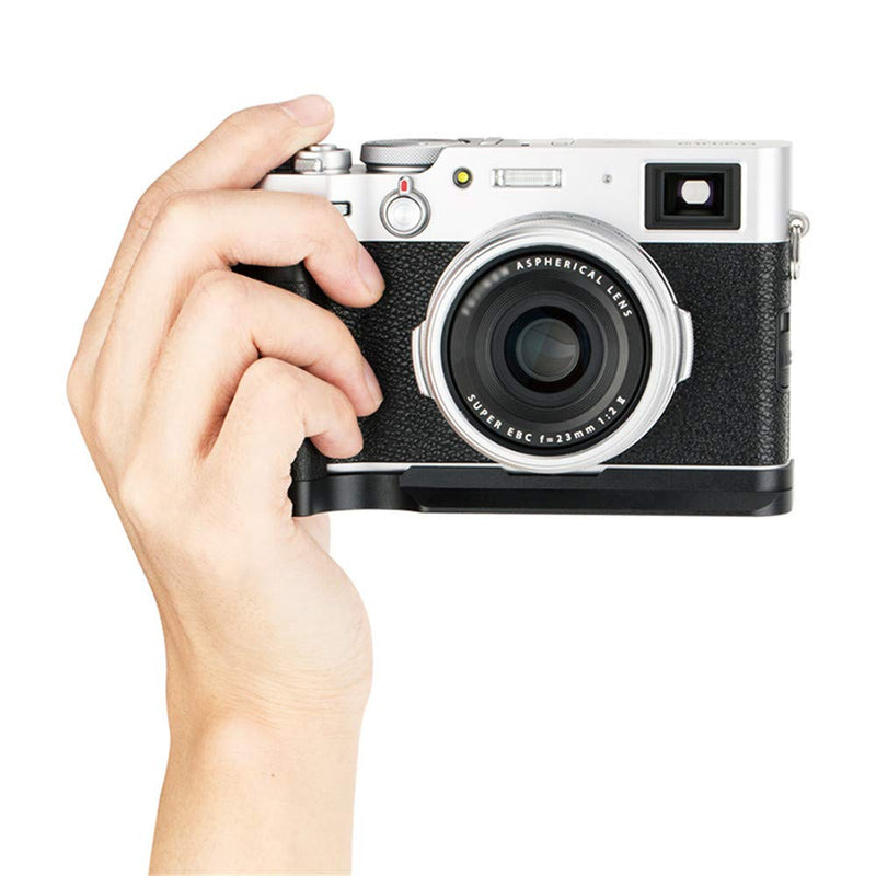 JJC Dedicated Metal Hand Grip L Bracket Anti-Slid Holder for Fujifilm Fuji X100V X100F Camera, Arca Swiss Type Quick Release Tripod Plate Design w/Battery Compartment Opening For Fujifilm X100V X100F