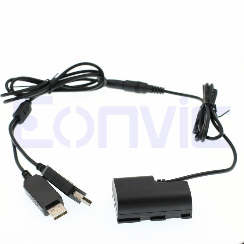 Eonvic DR-E6 DC Coupler LP-E6 Dummy Battery Dual USB Power Adapter Cable