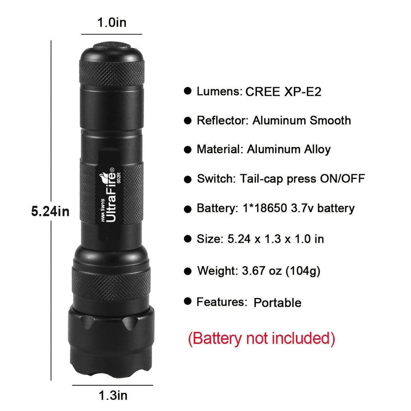 UltraFire WF-502R Zoomable Red Light Flashlight, Single Mode, XP-E2 Led 630nm, Hunting Lights with Clip, Adjustable Focus Emergency Flashlights