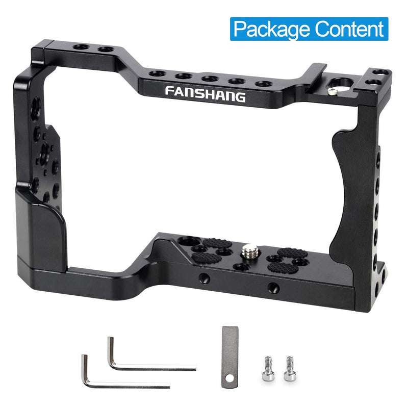 FANSHANG A6400 Camera Cage for Sony A6400, Camera Video Stabilizers with 1/4" 3/8" Mounting Points Built-in Cold Shoe Aluminum Alloy Special Vlog Housing Rig Cage for Youtuber Vlogger Video Shooting