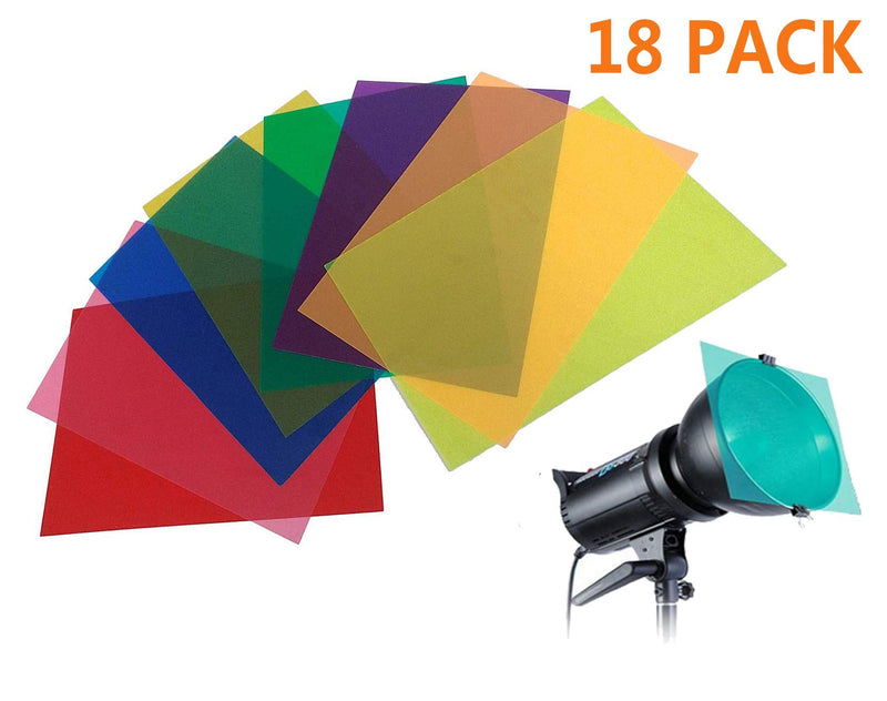 Best Starloop 18 Pack Light Gels Colored Overlays Transparency Color Film Plastic Sheets Correction Gel Light Filter Sheet, 20x20cm,9 Assorted Colors 2 Sets