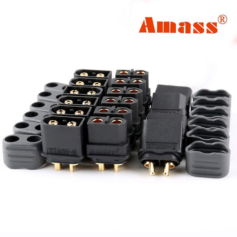 Amass XT60H Bullet Connector Plug Upgrated of XT60 Plug Sheath Female & Male Black Plated for RC Parts Lipo Battery(10 Pairs) … 10 pairs XT60H connector