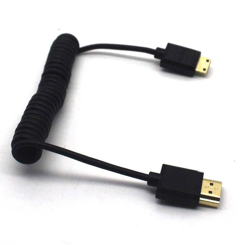 MOTONG Standard 4K HDMI 2.0 to Mini HDMI Cable, Coiled Mini HDMI to HDMI 2.0 Male to Male Cable Cord 4K*2K@60Hz Ethernet 3D Audio Return(1.2M, M to M) 1.2M