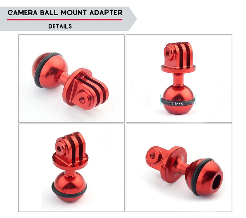 Aluminum Alloy Ball Mount Adapter for Gopro Hero Series/GitUp/AKASO/SJCAM Sports Camera, Compatible with RAM Style Mounts, Metal Ball Head Mount Bottom with 3/8'' Screw Hole Black Ball Mount Adapter