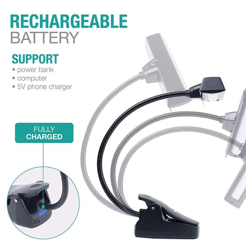 [AUSTRALIA] - Professional Musician 3000K-6000K Super Bright 19 LED Music Stand Light, Clip On Orchestra Piano Lights, 9 Levels Dimmable Rechargeable. Perfect for Piano, Orchestra, Craft. USB Cord Incl. Black 