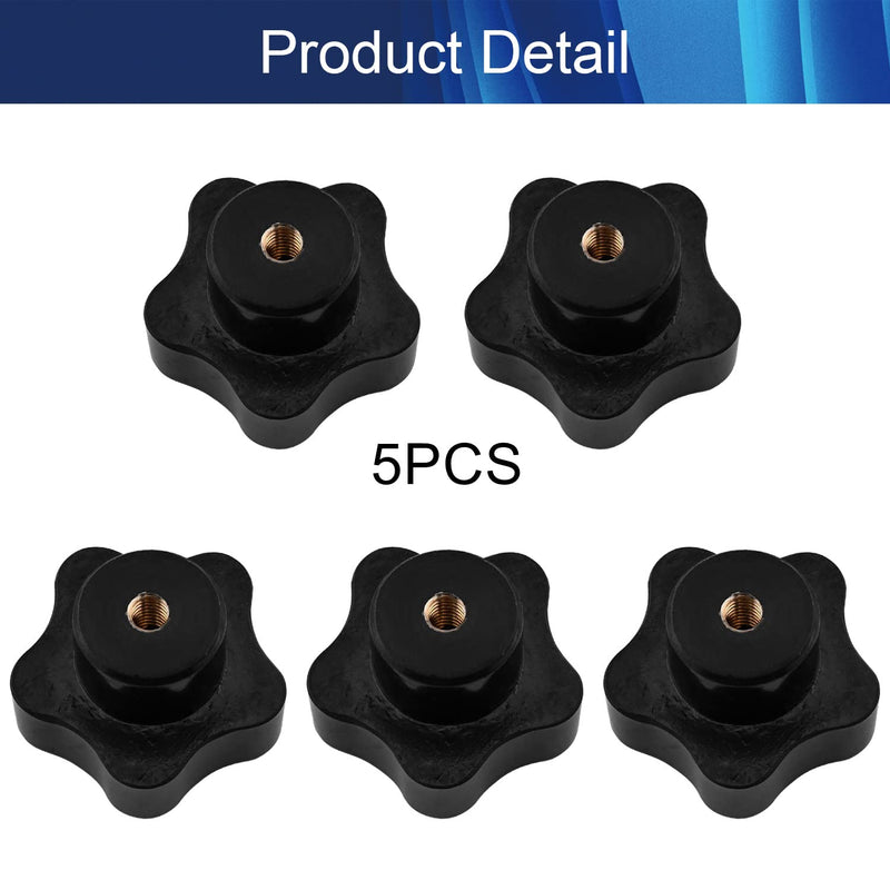 Bettomshin 5Pcs M6 Star Shape Knob Female Thread Nut Galvanized Screw Black Baklite Screw-On for Lathe Machine, Mechanical Equipment, Instrument and Apparatus,Industry Equipment