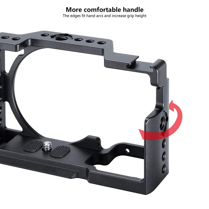 UURig C-A6400 Camera Cage for Sony A6400/A6100/A6300 Vlogging Case Handheld Bracket Cold Shoe Microphone/LED Light Mount Video Rig Protective Shell 1/4" Screw for Tripod Handle Grip Extension