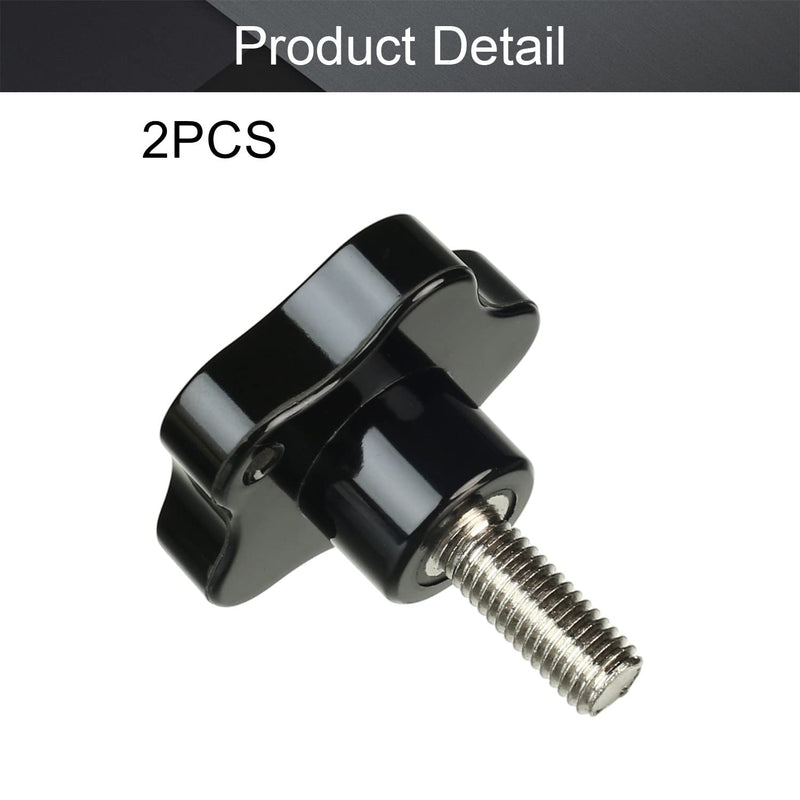 Othmro 2Pcs M12 Black Handle 65mmx30mm Galvanized Star Head Male Screw Type Clamping Knob Star Knobs Five Star Handle Threaded Knobs for Saw Drill Press Lathe Routing Jigs(Without Washer) M12x65x30，2pcs