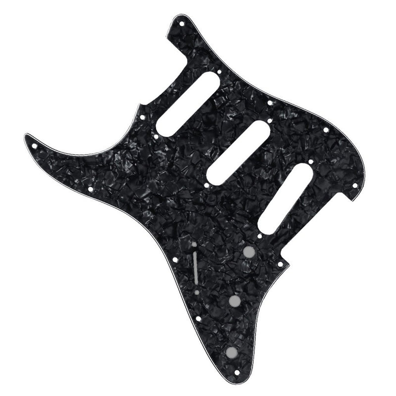 FLEOR Left Handed SSS Strat Pickguard Guitar Scratch Plate for USA/Mexican Made Strat Guitar Modern Part, 4Ply Black Pearl