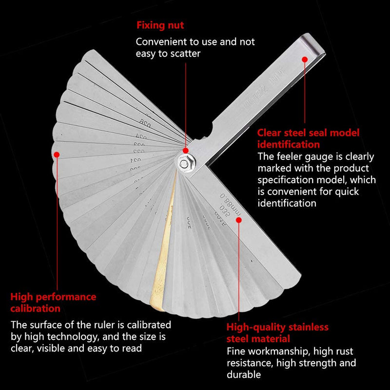 VGEBY Feeler Gauge Set, Stainless Steel Guitar Luthier Ruler Gauge Guitar Fretboard Gap Measuring Tool