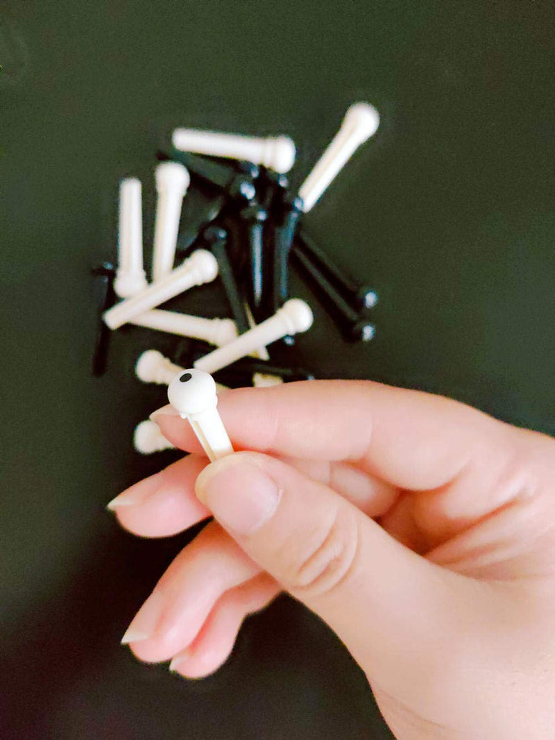 24 PCS Plastic Acoustic Guitar Bridge Pins Pegs with Bridge Pin Puller Remover ，Guitar Capo, Ivory & Black.