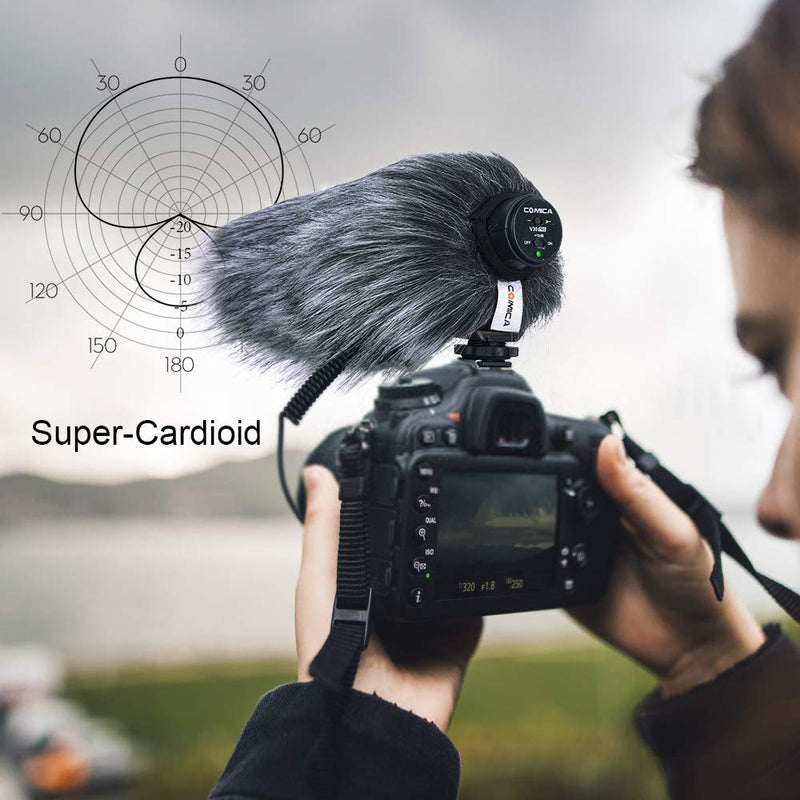 Comica CVM-V30 PRO Camera Microphone Electric Super-Cardioid Directional Condenser Shotgun Video Microphone for Canon Nikon Sony Panasonic DSLR Camera with 3.5mm Jack (Black) Black