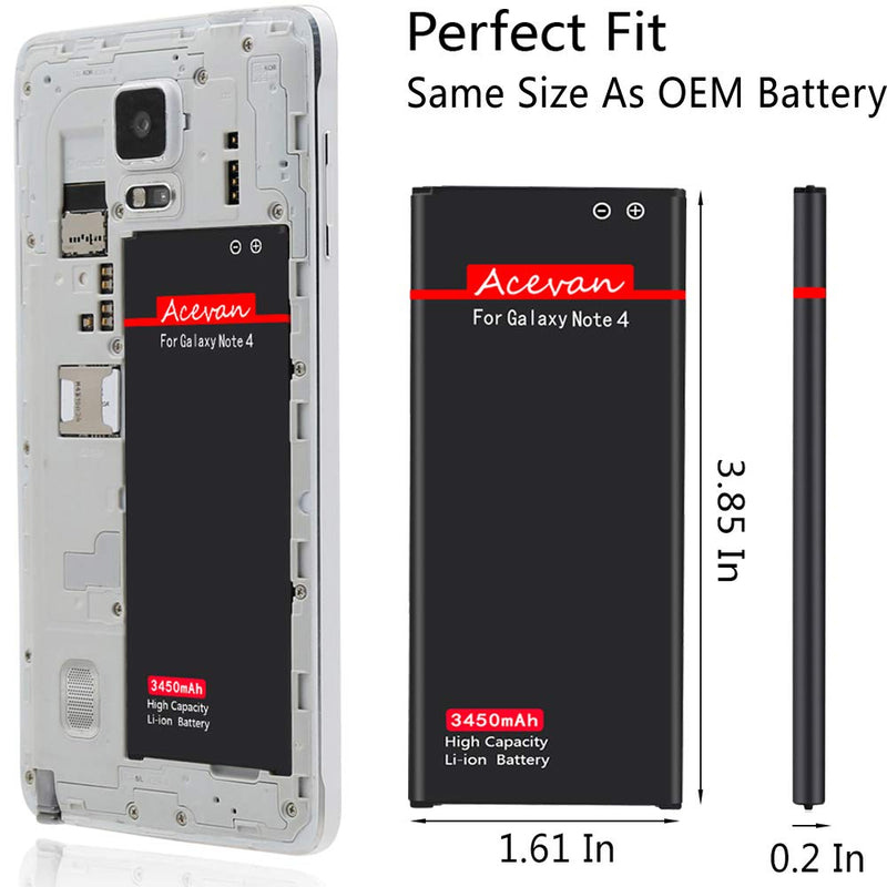 Note 4 Battery Acevan 3450mAh Battery Replacement for Samsung Galaxy Note 4 N910 AT&T N910A Verizon N910V Sprint N910P N910T N910U LTE N910F Galaxy Note 4 Batteries