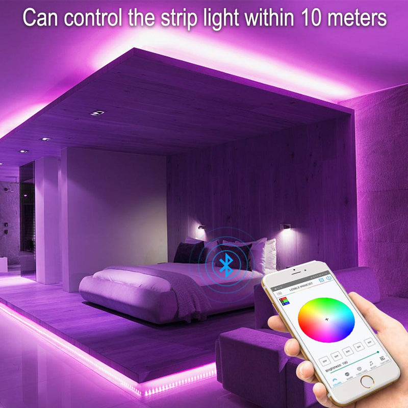 [AUSTRALIA] - Sumaote Led Light Strip Kit, 16.4 Ft (5M) SMD5050 RGB 150LED Strip Lights with Bluetooth LED Controller, 12V Power Supply Plug, Dimmable & Music Sync for Party Home Bedroom Decoration Rgb,16.4ft,150led 