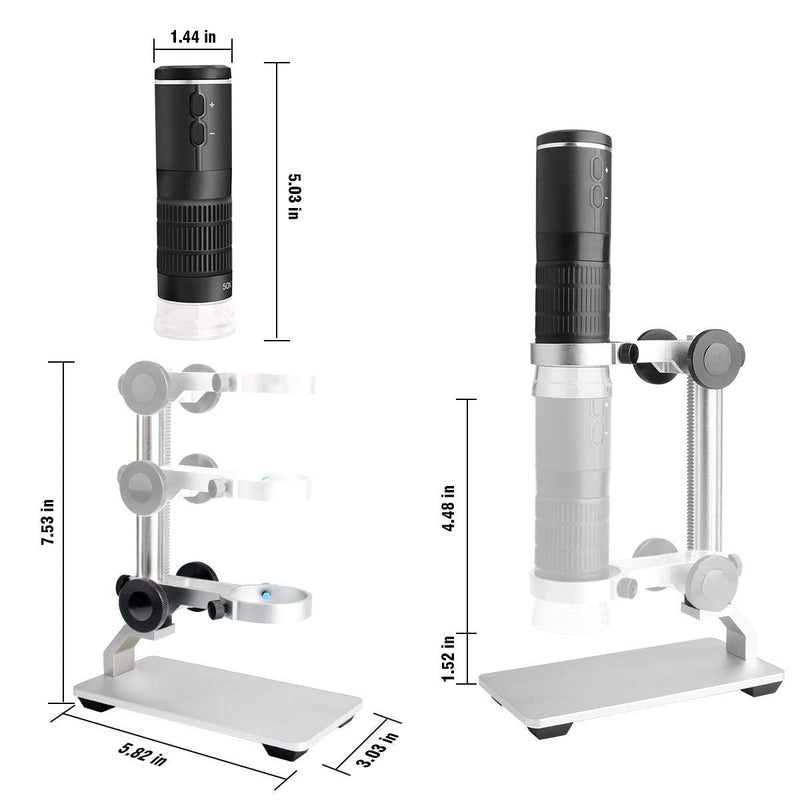 [AUSTRALIA] - Cainda WiFi Digital Microscope for iPhone Android Phone Mac Windows, HD 1080P/720P Video Record 50-1000X Magnification Wireless Portable Microscope with Adjustable Metal Stand and Carrying Bag 