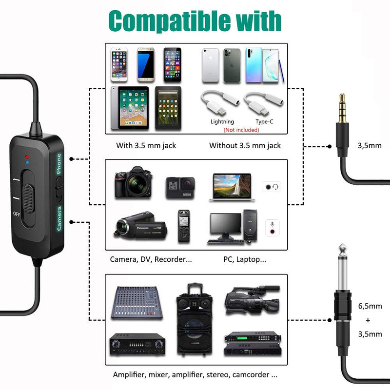 [AUSTRALIA] - Lavalier Lapel Microphone for iPhone, Camera, PC, Android, with Noise Reduction, USB Charging, Omnidirectional Lapel Microphone for Video Recording, Interview, YouTube, Vlogging 