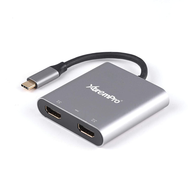 XtremPro UC-2HMMST ，USB Type-C Dual HDMI Adapter [Supports Up to Two 4K 30Hz Monitors, Compatible with Windows Systems Only