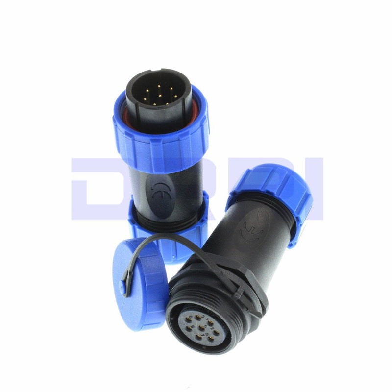 DRRI SP21 8pole Pair in-line Waterproof Circular Aviation Cable Connector IP68 Solder Plug & Socket (8pole)