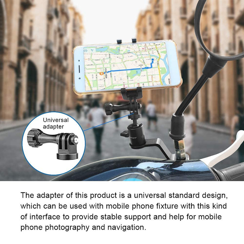 Forevercam Motorcycle Rearview Mirror Mount Bracket Holder with 360 Degree Rotation &10mm Hole , Perfect Compatible GoPro APEMAN TENKER Campark DJI Osmo Action and More, Expert for Camera Mount