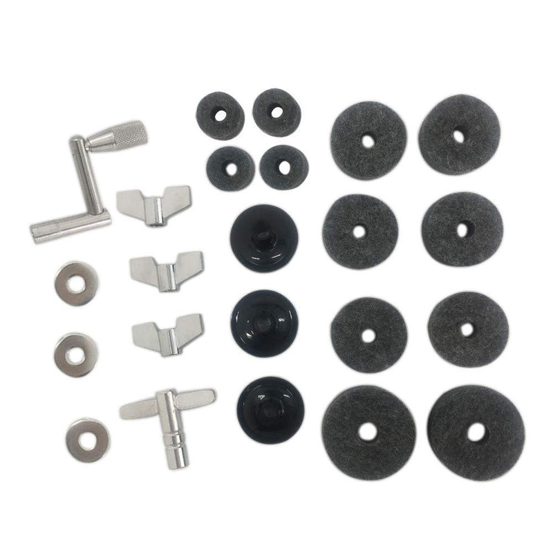 （23 Pieces) Cymbal Replacement Accessories, Cymbal Felts Hi-Hat Clutch Felt Hi Hat Cup, Felt Cymbal Sleeves with Base Wing Nuts, Washer, Sleeves and Base Wing Nuts Replacement for Drum Set