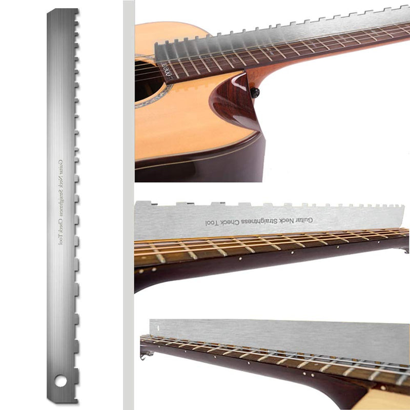 Guitar Neck Notched Straight Edge Luthiers Tool, String Action Gauge Ruler for Gibson Fender and Most of Guitar Fretboard and Frets