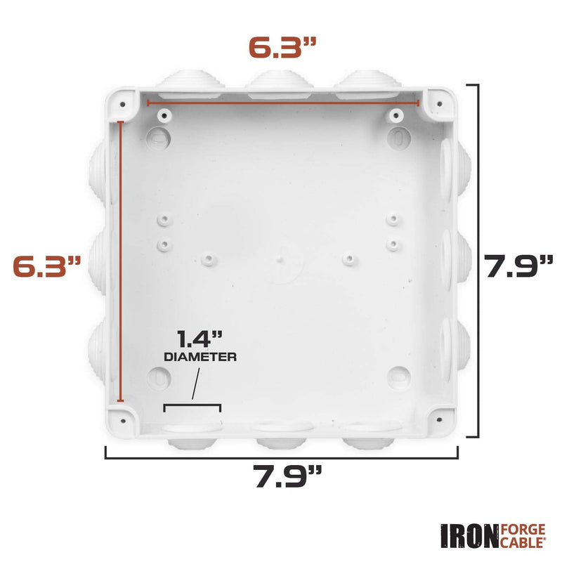 Outdoor Electrical Junction Box - 8 x 8 Inch Waterproof Plastic Box with Cover for Electronics Large Square - 8" x 8"
