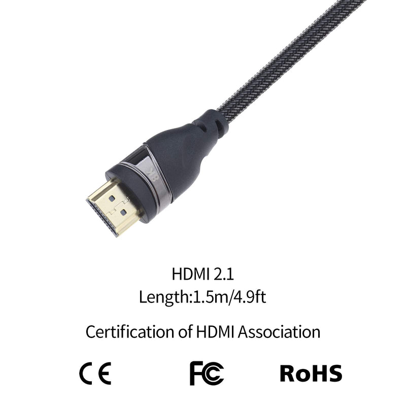 8K HDMI 2.1 Fiber Cable, 48 Gbps Male to Male Connector 1.5m Extension for PC Displayer Projector Braided